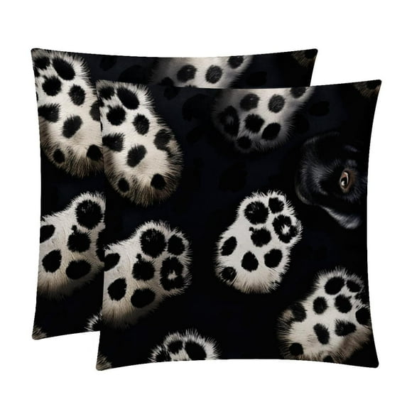 Dog Paw Print Elegant Velvet Throw Pillows with Unique Patterns for Chair Pillow Covers & Throw Pillow - Set of 2, Available in 16x16, 18x18, & 20x20 inches for