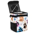 thumbnail image 1 of Dog Paw Print Foldable Car Trash Can Mini Trash Can with Lid Leak-Proof Hanging Storage Bag - Car Garbage Can, 1 of 6