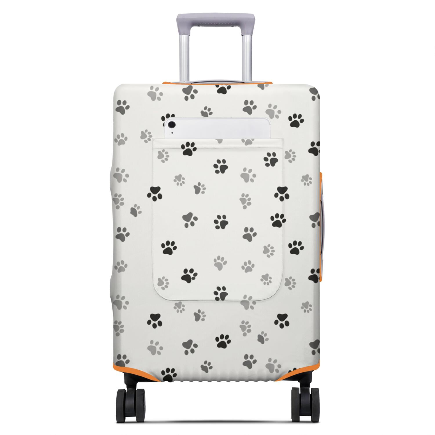 Grey Pattern Cover Dog Paw Print Gray White Pattern Luggage Cover,Stretch Travel Baggage ...