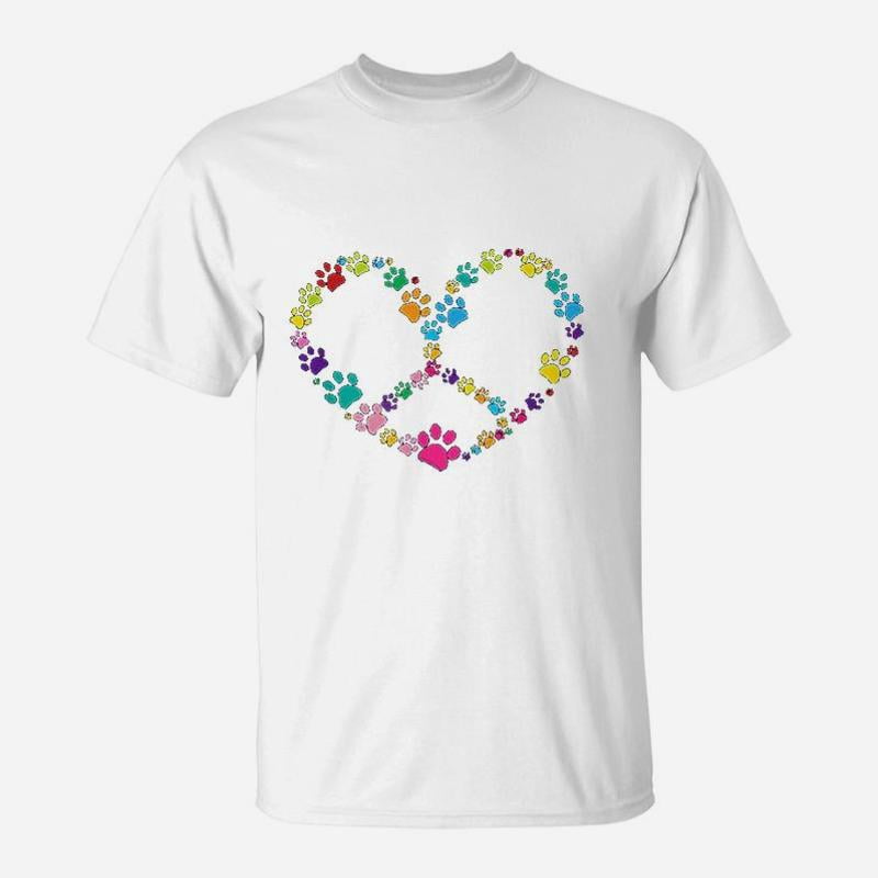Dog Paw Print Heart Peace Sign Dog Lovers TShirt - Walmart.com