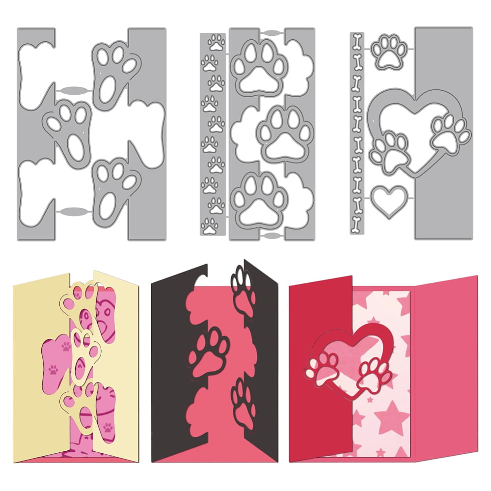 Dog Paw Print Metal Cutting Dies Animal Paw Frames Die Cuts Stencils ...