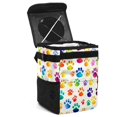 thumbnail image 1 of Dog Paw Print Mini Trash Can for Car: Foldable, with Lid, Leak-Proof, Hanging Storage Bag - Car Garbage Can, 1 of 6