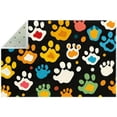 thumbnail image 1 of Dog Paw Print Polyester Chair Mat for Hardwood Floors with Right-Angle Design - Durable Floor Protector for Office and Home - Desk Mat for Carpets and Hard Floors - 47" x 35" - Black, 1 of 6