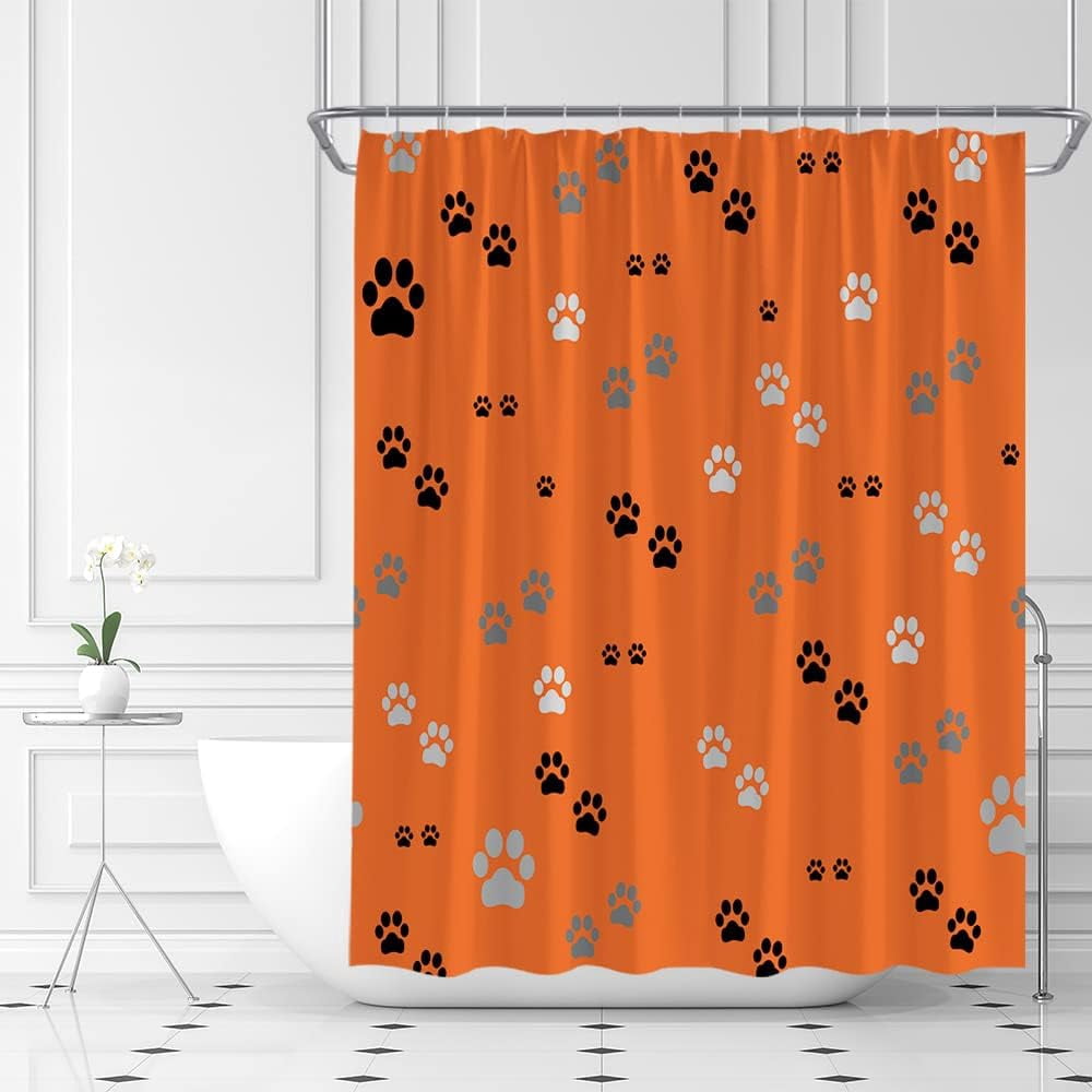 Dog Paw Print Shower Curtain Cute Puppy Paw Print Creative Animal Paw ...