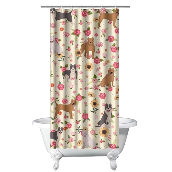 Dog Paw Print Shower Curtain Waterproof Bathroom Curtain with Hooks Cute Puppy Design 36x72 Inches