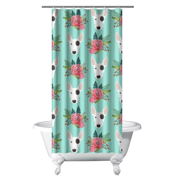 Dog Paw Print Shower Curtain Waterproof Bathroom Curtain with Hooks Cute Puppy Design 36x72 Inches