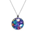 thumbnail image 1 of Dog Paw Print Stunning Glass Circular Pendant Necklace - Women's Necklaces Collection, 1 of 5