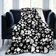 thumbnail image 1 of Dog Paw Print Throw Blanket Plush Cozy Soft Flannel Blankets for Bed Couch Sofa Chair Dog Paw Print, 1 of 6