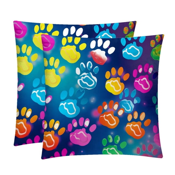 Dog Paw Print Throw Pillow Covers Set of 2 with Unique Patterns | Chair Pillow Covers in 16x16, 18x18, 20x20 inches | Pillow Inserts Included |for Every Occasion