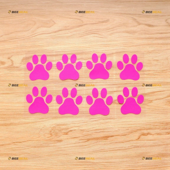 Dog Paw Print Track K9 Unit Sticker Decal Vinyl - 8 Pack Hot Pink, 2 Inches - No Background for Car Boat Laptop Cup Phone