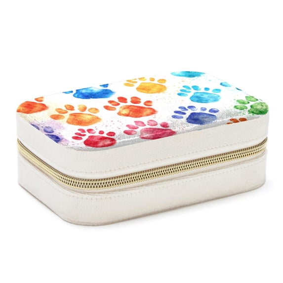 Dog Paw Print Velvet Portable Earring Holder with Removable Compartment - Gift-Worthy Jewelry Stand and Travel Organizer with Necklace Holder