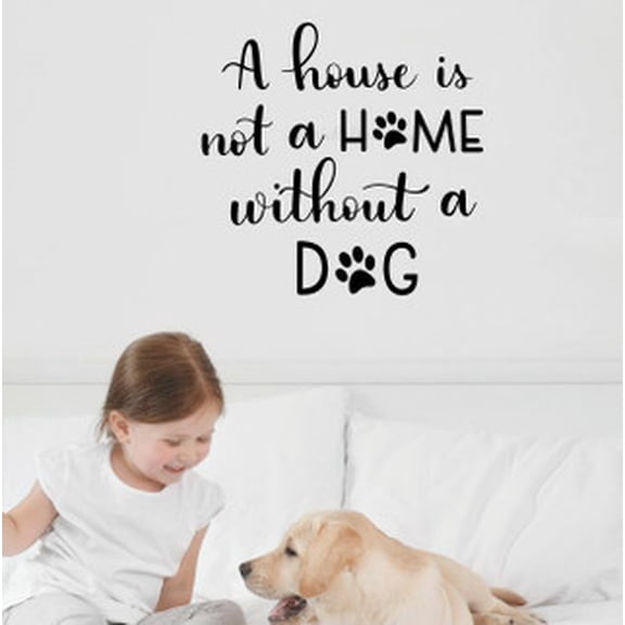 Dog Paw Print Vinyl Wall Decal - Removable Pet Wall Stickers for Living Room Entryway - Doggie Pup Animal Footprint Wall Art Quote 18x18- Inch Black