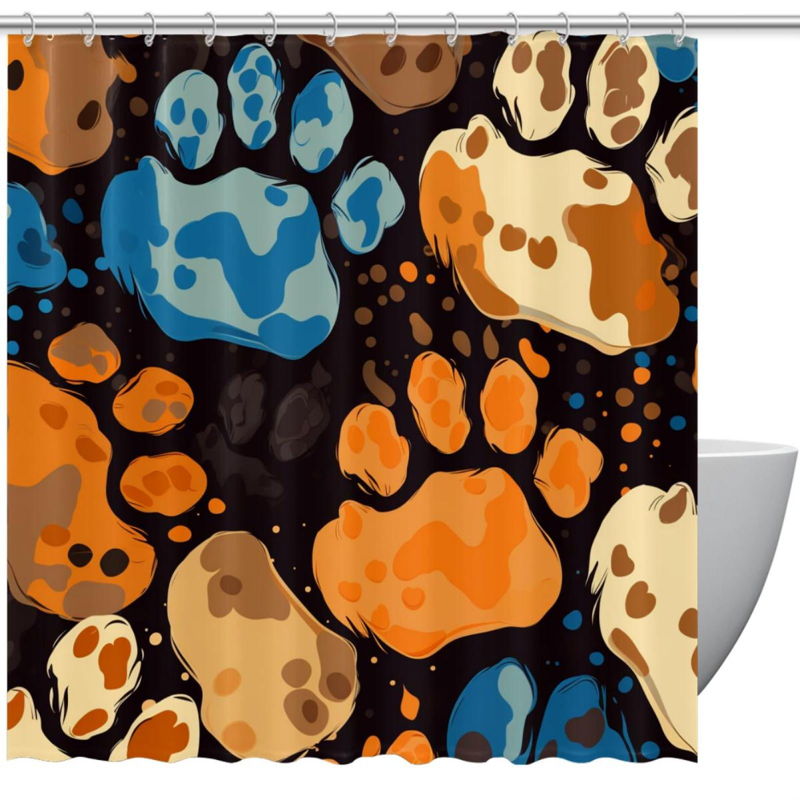 Somoyed Dog Print Pattern Bathroom Shower Curtain