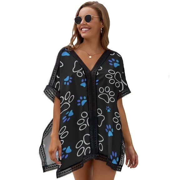 Dog Paw Print Women's Swimsuit Coverup Summer Beach Cover Up Bathing Suit Dress