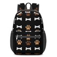 thumbnail image 1 of Dog Paw Print and Bone Black 17" School Backpacks for Teens,Waterproof Oxford Fabric,S-Shape Padded Straps for School,Travel,Hiking,Camping, 1 of 6