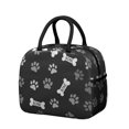 thumbnail image 1 of Dog Paw Print and Bone Black Insulated Leakproof Lunch Box for Work, Lunch Bag for Women Men, Loncheras Para Mujer for Beach Travel Picnic Camping, 1 of 6