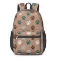 thumbnail image 1 of Dog Paw Print and Bone Brown 17" School Backpacks for Teens,Waterproof Oxford Fabric,S-Shape Padded Straps for School,Travel,Hiking,Camping, 1 of 6