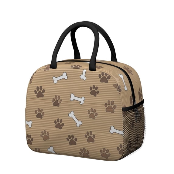 Dog Paw Print and Bone Brown Insulated Leakproof Lunch Box for Work, Lunch Bag for Women Men, Loncheras Para Mujer for Beach Travel Picnic Camping