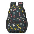 thumbnail image 1 of Dog Paw Print and Bones Black Pattern 17" School Backpacks for Teens,Waterproof Oxford Fabric,S-Shape Padded Straps for School,Travel,Hiking,Camping, 1 of 6