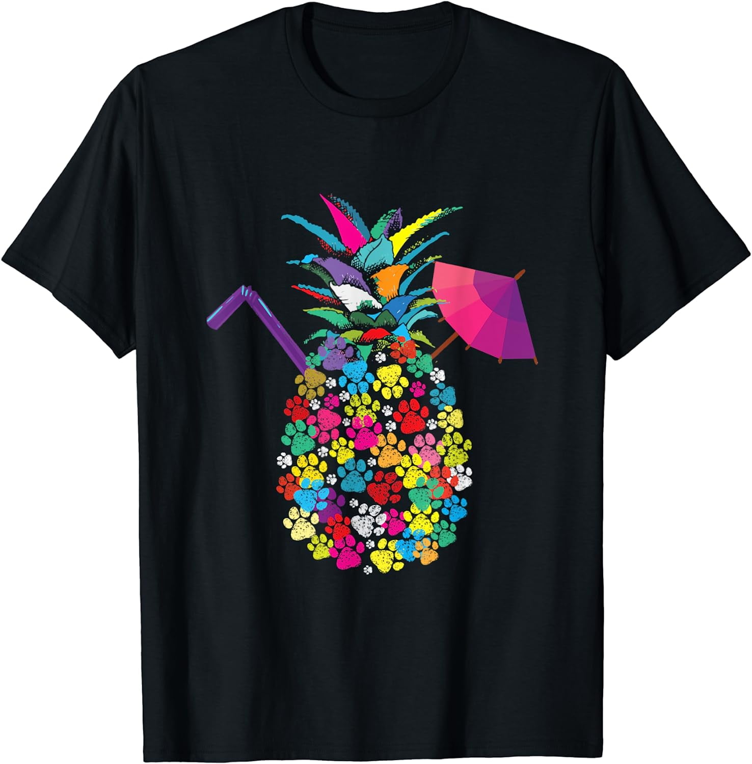 Dog Paw Print on Pineapple I Love Dog Paw Print T shrit