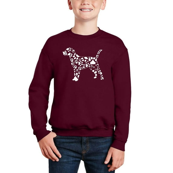Dog Paw Prints - Boy's Word Art Crewneck Sweatshirt