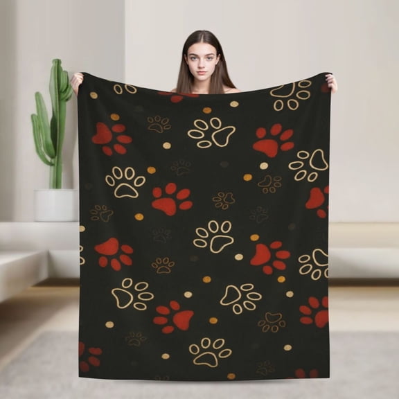 Dog Paw Prints Cute Dogs Animal Footprint blanket 50x40