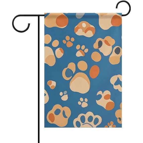 Dog Paw Prints Garden Flag 12x18 Inch - Double Sided Yard Flags for Outside, Fade-Resistant Polyester Yard Banner Seasonal Outdoor Flag for Patio Lawn Home Decor
