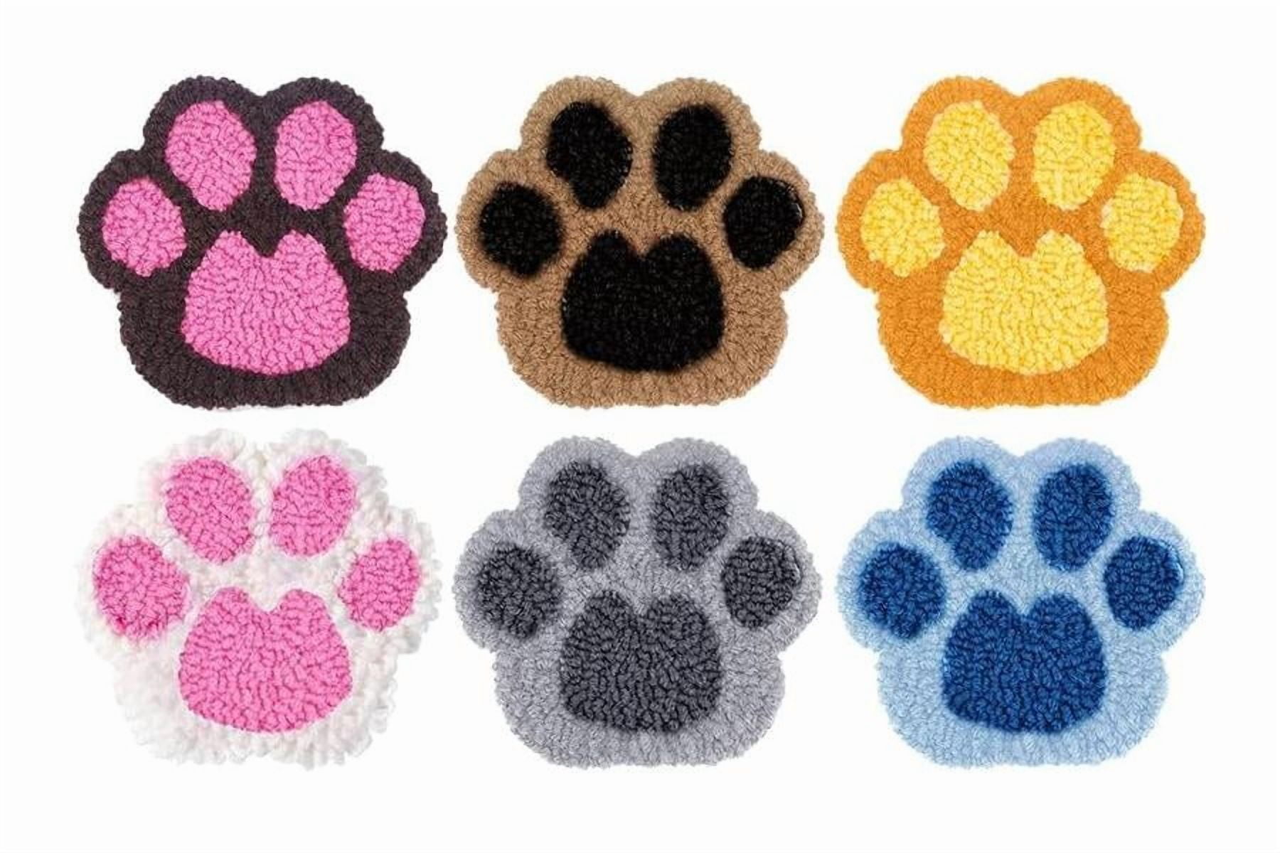 Dog Paw Prints Punch Needle Coasters Kit,6-pattern punch needle Needle Coasters Kit ,Punch Art for Beginners,Suitable for Home Decoration