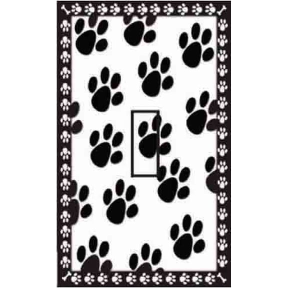 Dog Paw Prints Single Toggle SwitchStix Peel and Stick Art Deco Switch Plate Cover Applique Washable Heat/Steam/Water-Resistant - 1 unit