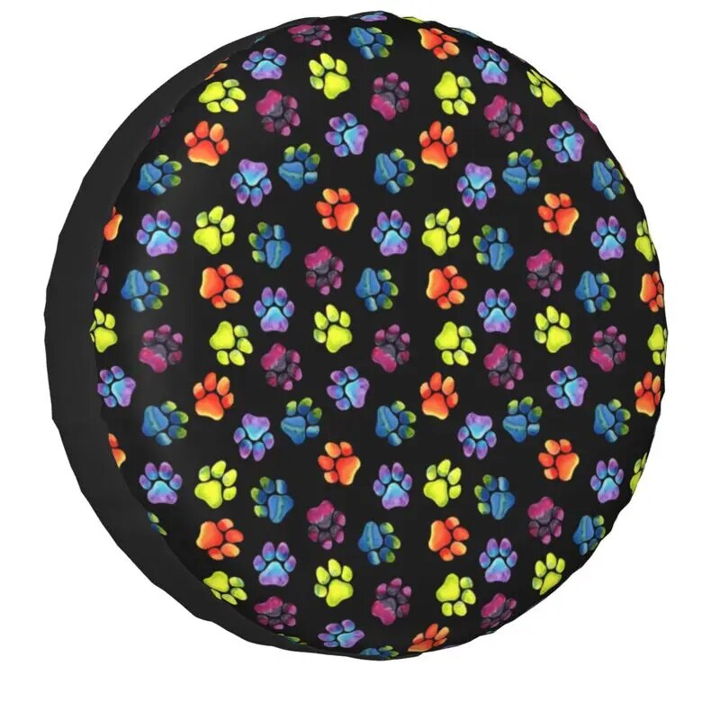Dog Paw Prints Spare Tire Cover for Prado Pajero Jeep Red Animal Doggy