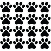Dog Paw Prints - Vinyl Decals for Walls, BLACK, 16 Paws | Each Paw is 2.5 Inches by 2.3-Inches