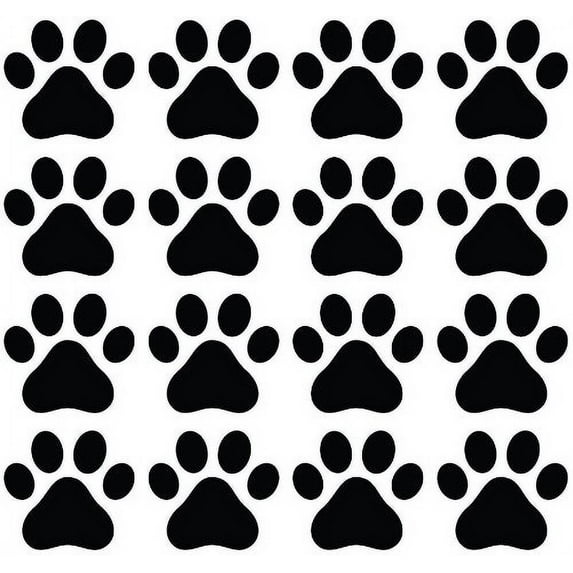 Dog Paw Prints - Vinyl Decals for Walls, (BLACK, 16 Paws) | Each Paw is 2.5 Inches by 2.3-Inches