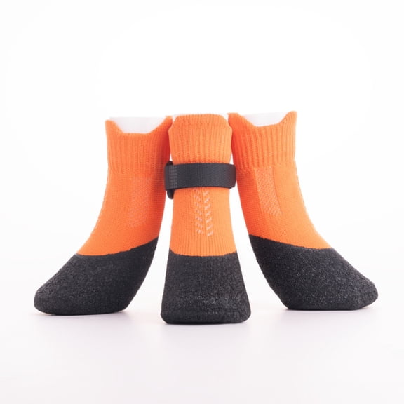 Dog Paw Protectors,4 Pack Outdoor Booties with Reflective Strips,Non Slip Sole for Small Medium Dogs,Protects from Hot Pavement, Snow & Rough Ground，Orange
