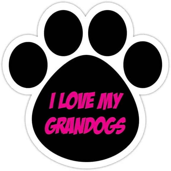 Dog Paw Shaped Bumper Sticker Vinyl Decal I Love My Grandogs 5"X 5"