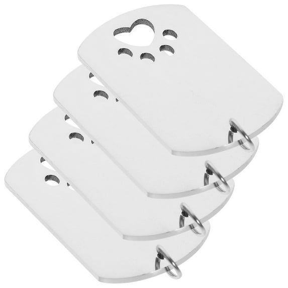 Dog-Paw Shaped Stainless Steel Pet Identification Tags For Dogs And Pets 4Pcs Silver Blank Tags