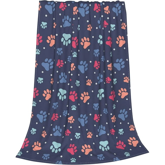 Dog Paw Throw Blanket Fleece Flannel Blankets Couch Sofa Bed Blanket for Kids Teen Adults