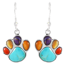 Dog Paw Turquoise Earrings Multi-Colors for Women Sterling Silver 925 | Turquoise Network | E1240-C71