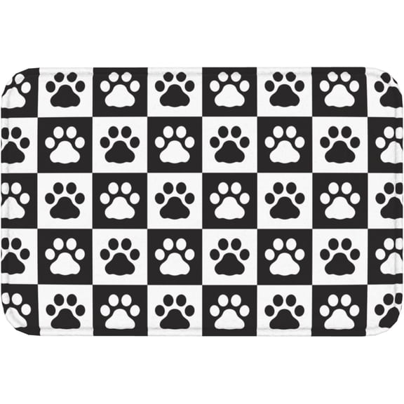 Dog Paws Bath Mat 24x16 Inch Non-Slip Soft Microfiber Bathroom Rugs Washable Bathmat, Carpet Rug Entryway Cat Pet Footprints Decor for Tub Shower Room Floor