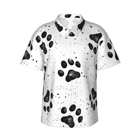 Dog Paws Hawaiian Shirts For Men, Summer Short-Sleeve Relaxed-Fit Button-Down Shirts 3x-Large