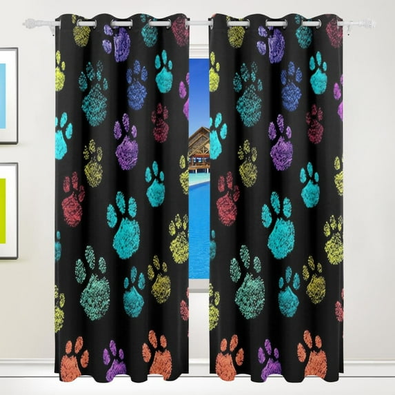 Dog Paws Or Claws Curtains Black Out 72 Inch Length Curtains for Sliding Glass Doors Bedroom Living Room 2 Pack