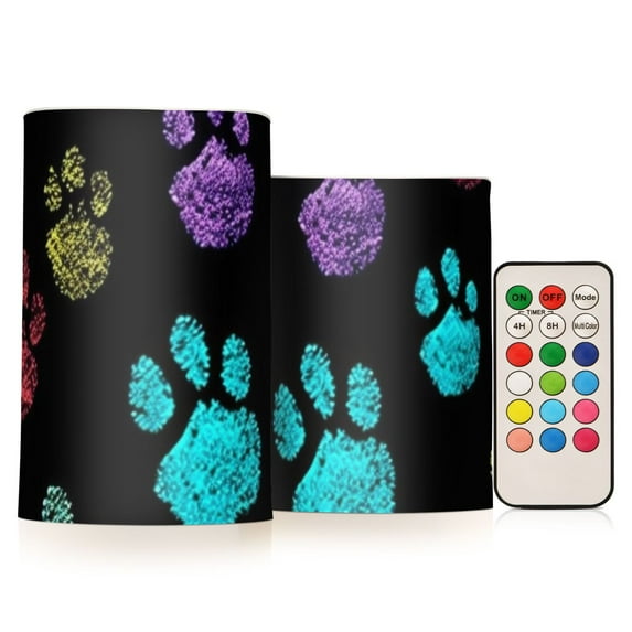 Dog Paws Or Claws Flameless Candles LED Lights Battery Operated Candles with Remote and Timers Flicker Lights Votive Set of 2
