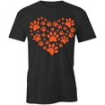 thumbnail image 1 of Dog Paws Orange Heart T-Shirt | Cute Dog Black Tee Gift, 1 of 5