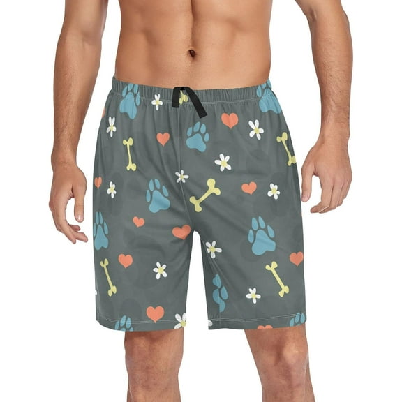 Dog Paws Pajama shorts Mens Lounge Sleep Shorts Super Soft Men Pajama Bottoms with Pockets Drawstring