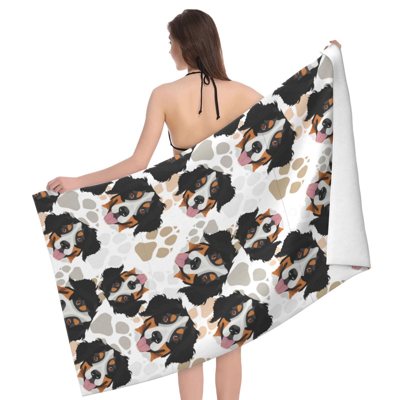Dog Paws Pattern Bernese Mountain Dog Bath Towels for Kids Adults Soft