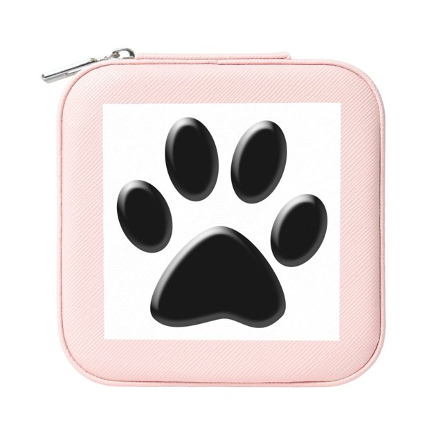 Dog Paws Print Pattern, Square PVC Leather Jewelry Box Women's