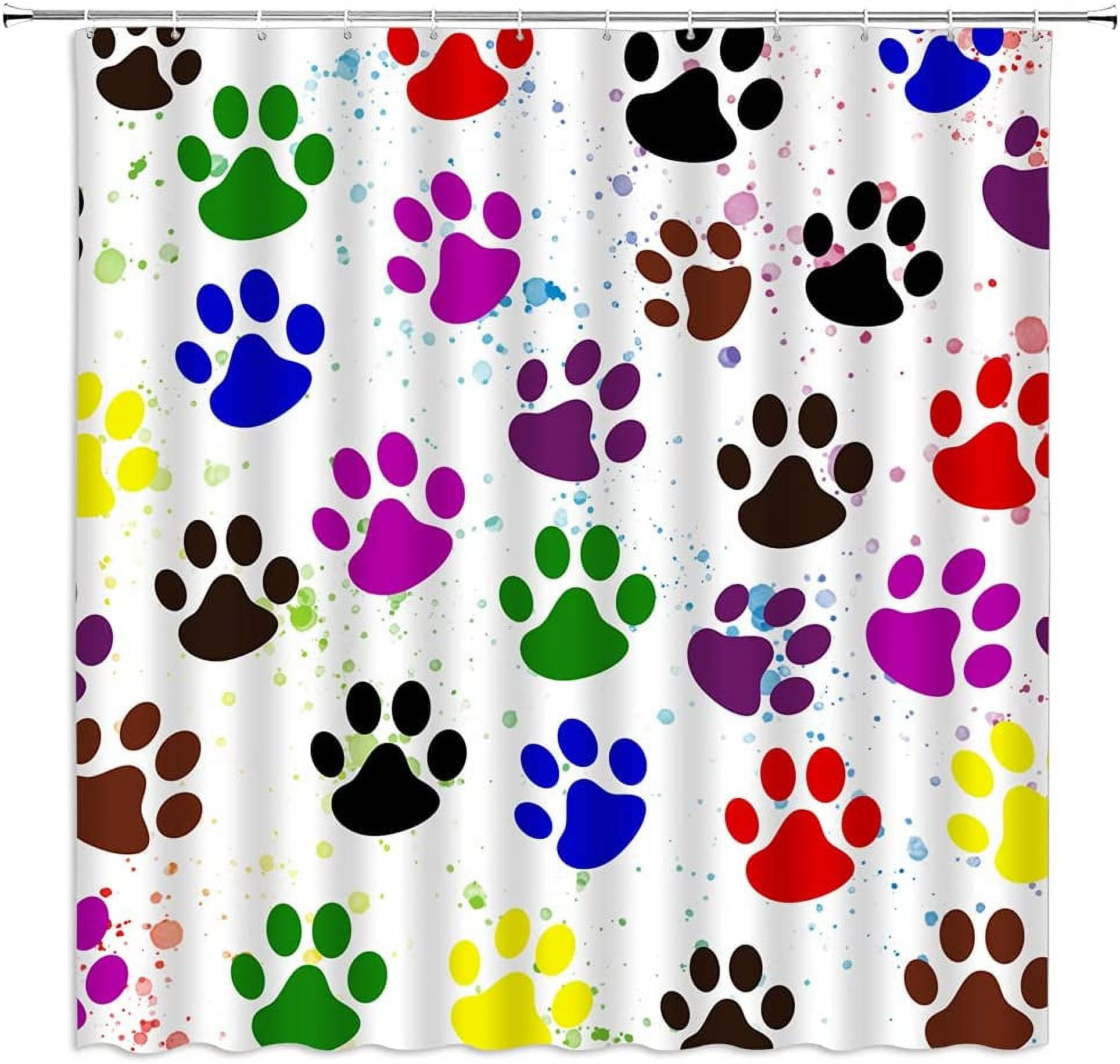 Dog Paws Shower Curtain Puppy Pawprint Creative Animal Paw Pattern