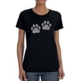 thumbnail image 1 of Dog Paws With Text Women Shaped T-Shirt, Female Medium, 1 of 4