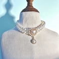 thumbnail image 1 of Dog Pearl Collar Jewelry with Heart Shape Rhinestone for 6-16 Inch Neck Pet Costume Accessory for Weddings and Parties, White Size S, 1 of 4
