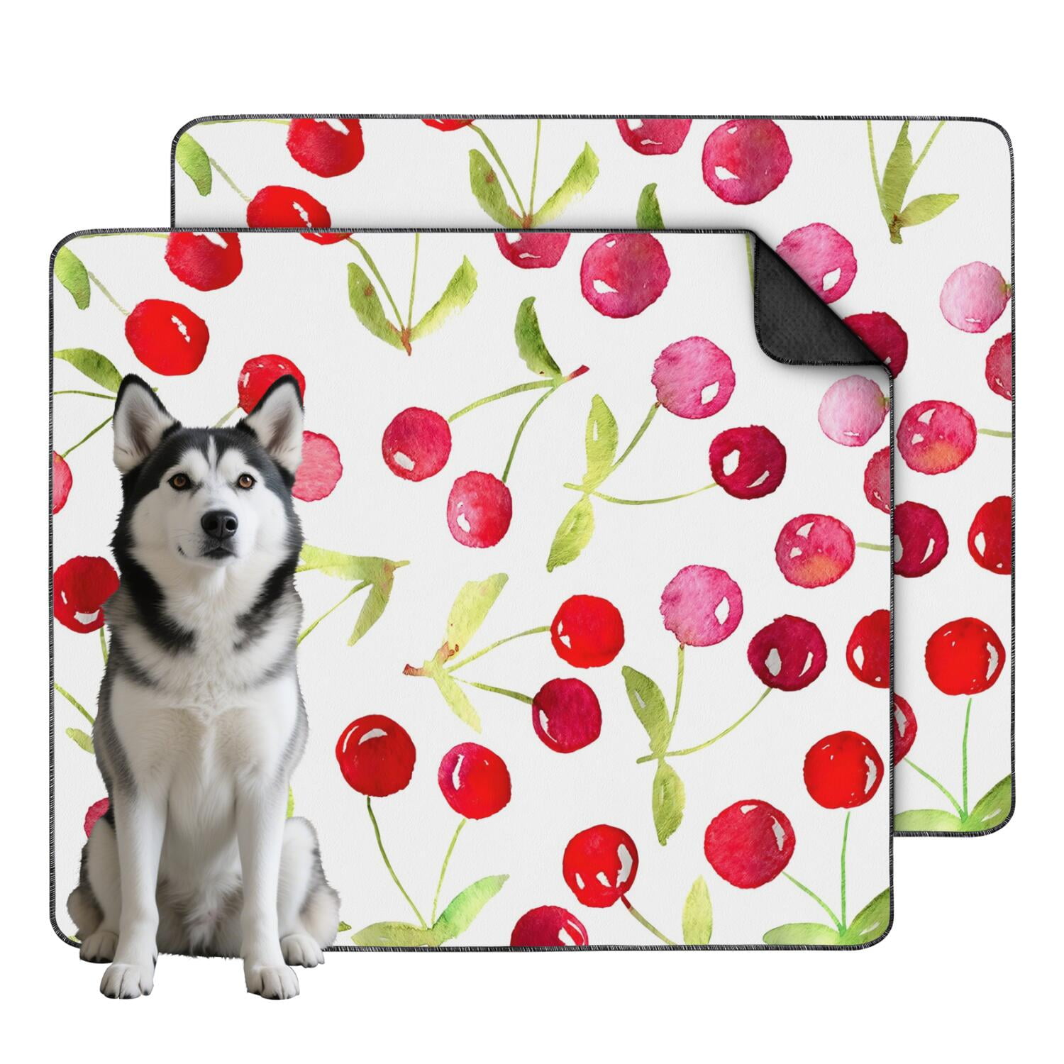 Dog Pee Mats Washable Reusable, Cheerful Fruit Pattern Absorbent Pad with Leakproof Barrier for Floors (Fruit patterns, 35"x41")