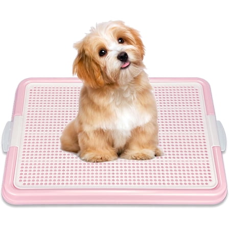Dog Pee Pad Holder, Puppy Potty Training Tray 22.5”X16.5” for Small Dogs (Pink)